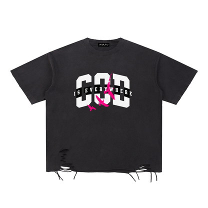 God Is Everywhere (Pink Birds) - Distressed Tee